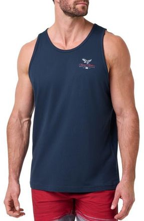 Travis Mathew Red White BBQ Cotton Graphic Tank in Total Eclipse at Nordstrom, Size Xx-Large