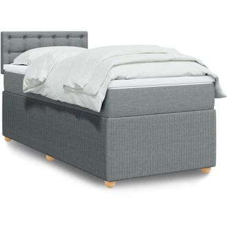 vidaXL Cama Box Spring Con Colch&oacute;n Tela Gris Claro 90x200 Cm Vidaxl