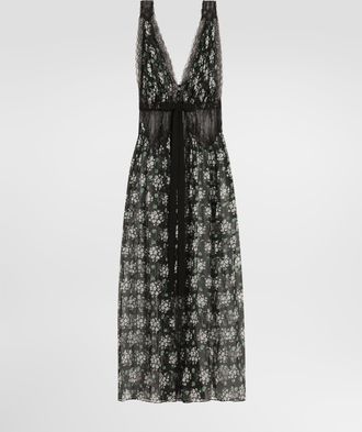 Dolce & Gabbana Geranium Bouquets-print Chiffon Dressing Gown - Woman Dresses Multicolor 36
