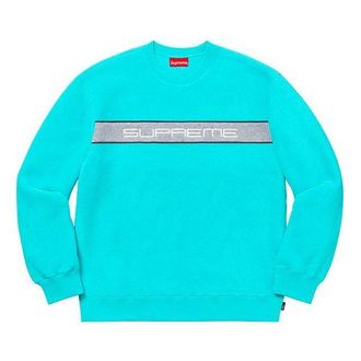 SUPREME FW19 Week 10 Polartec Crewneck Light Blue logo SUP-FW19-914