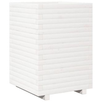 Berkfield Home Garden Planter White 50x50x72 cm Solid Wood Pine | Size: 50 x 50 x 72 cm