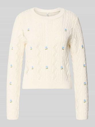Only Regular Fit Strickpullover aus recyceltem Baumwoll-Mix Modell RITA LIFE in Offwhite Melange, Gr&ouml;&szlig;e XS
