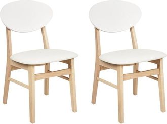 Beliani Set of 2 Dining Chairs AMERY Wood Off-White