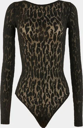 Wolford Long-Sleeve Leopard Bodysuit