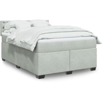 vidaXL Vidaxl - Cama Box Spring Con Colch&oacute;n Terciopelo Gris Claro 140x200 Cm