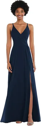 After Six Faux Wrap Criss Cross Back Maxi Dress with Adjustable Straps