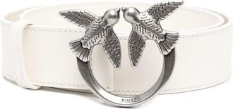 Pinko Love Berry logo-plaque leather belt - women - Calf Leather - S - White