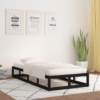 vidaXL Estructura Cama Madera Maciza Individual Negro 75x190 Cm Vidaxl