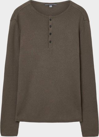 John Varvatos Mens Javis Cotton and Cashmere Long-Sleeve Henley T-Shirt