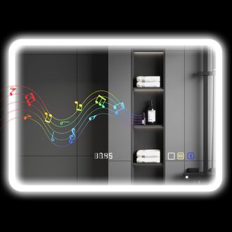 OEM Espejo De Ba&ntilde;o Con Luz Led 70x50 Cm Con Bluetooth 3 Colores De Luz Reloj Digital Funci&oacute;n Antivaho Funci&oacute;n De Memoria