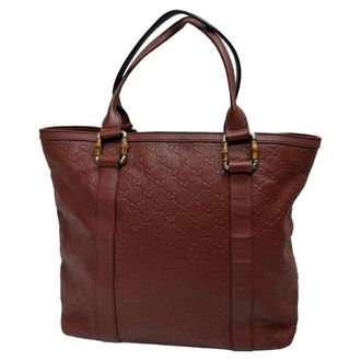 Gucci Pre-owned Womens Guccissima Bamboo Bar Tote in Burgundy Leather - One Size