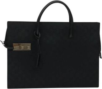 Gucci Tweedehands Canvas handtassen - Dames - Vintage Shopper - Zwart - ONE Size - Leer - Vintage