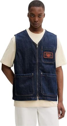 Dickies Denim Vest met Rits - Heren - Bodywarmers - Blauw - S - Denim - Jassen