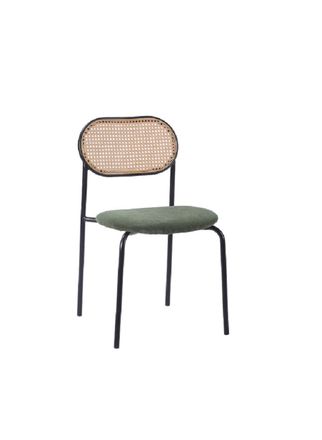 Vintahome Silla de comedor rat&aacute;n y asiento tapizado verde