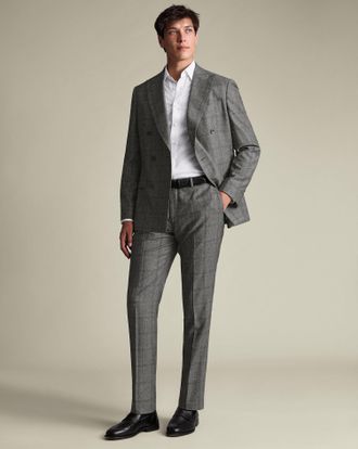 CHARLES TYRWHITT Ultimate Performance Check Suit Trousers - Grey Size 30/32 by Charles Tyrwhitt