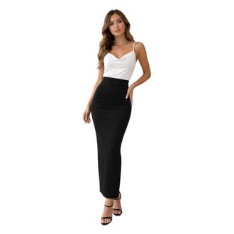 Mars&eacute;m Maxi Skirts, female, Black, Size: 3XL Midi Pencil Skirt with Back Slit