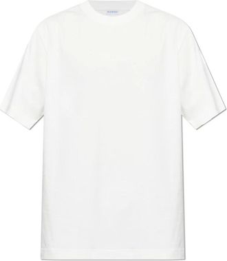 Burberry Check Cursive Logo Katoenen T-shirt - Heren - T-shirts - Wit - XS - Katoen - Tops