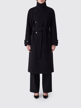 Christophe Lemaire Cappotto doppiopetto al ginocchio in lana con cintura da annodare