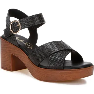 London Rag Elenia Platform Block Heel Sandal in Black at Nordstrom Rack, Size 9.5