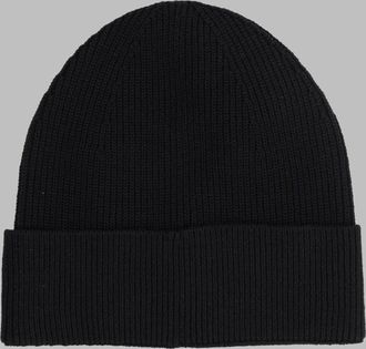 Balmain HH1XC050KK35_0PA Wool with Logo Patch Beanie - Black