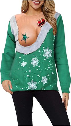 Generic Ugly Christmas Jumper Women Xmas Jumpers for Women Men Womens Christmas Sweatshirt Mens Ladies Rude Funny Novelty Personalised Cute Bad Oversized Rein