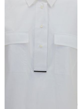 Brunello Cucinelli Womens Cotton Shirt With Monili Details White