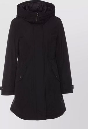 Woolrich hooded coat with adjustable cuffs and drawstring waist