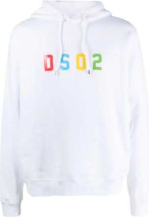 Dsquared2 Witte Katoenen Hoodie - Heren - Hoodies - Wit - M - Katoen - Hoodies & sweatvesten