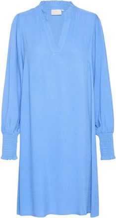 Kaffe Soepelvallende Jurk met Smock Manchetten - Dames - Korte kleedjes - Blauw - 3XL - Kleedjes