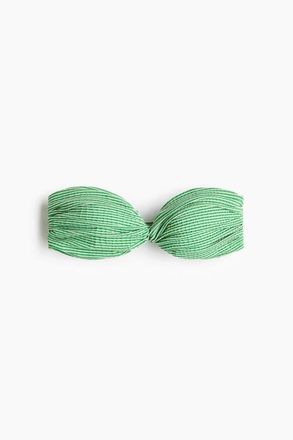 H&M Padded Bandeau Bikini Top in Bright Green/striped at Nordstrom, Size 14