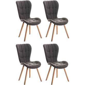 Clp Clp - Set De 4 Sillas De Comedor Elda Tapizadas En Tela Gris Claro