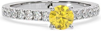 The Diamond Store Natalia Yellow Lab Diamond 0.91ct Side Stone Ring in 18K White Gold - Elara Collection