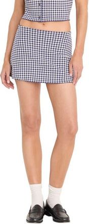 Good American The Keepsake Gingham Miniskort in Navy Gingham at Nordstrom, Size 3X-Large