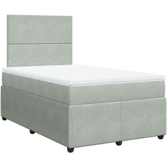 vidaXL Vidaxl - Cama Box Spring Con Colch&oacute;n Terciopelo Gris Claro 120x190 Cm