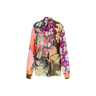 Moschino Overhemden, Dames, Veelkleurig, L, Gedrukte Zijde Georgette Blouse