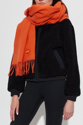Canada Goose Wool Scarf With Logo, Unisex, Orange