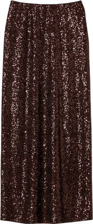 Twin-Set sequin-embellished maxi skirt - women - Polyester/Spandex/Elastane - 38 - Brown
