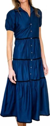 Sail to Sable Button Front Maxi Dress In Navy/black