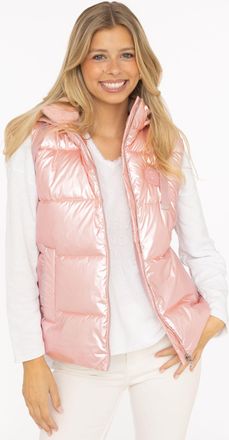 Zwillingsherz Steppweste ZWILLINGSHERZ Zwillingsherz, Damen, Gr. XXL, hellrosa, Web, Obermaterial: 100% Nylon, Glitzerstreifen, gl&auml;nzend, unifarben, h&uuml;ftbedeckend, 
