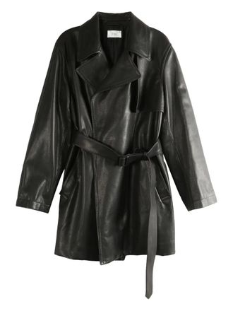 The Row belted leather trench coat - Black