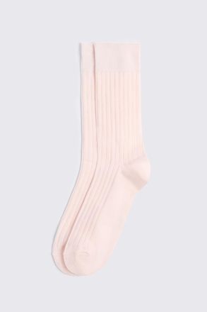 Moss Soft Pink Mercerised Ribbed Sock