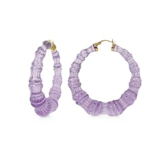 Gold & Honey Womens Lucite Bamboo Hoop Earrings In Sheer Mauve