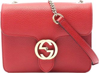 Gucci Red Calfskin Interlocking G Shoulder Bag (Authentic Pre-Loved)