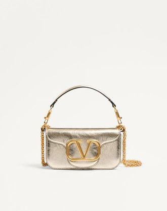 Valentino Garavani Small Valentino Garavani Loc&ograve; Metallic Calfskin Shoulder Bag Wo