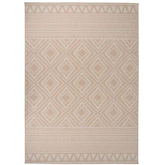 vidaXL Outdoor Flatweave Rug 140x200 cm Brown Stripes Vidaxl