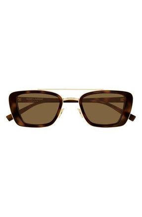 Saint Laurent 50mm Rectangular Sunglasses in Havana at Nordstrom