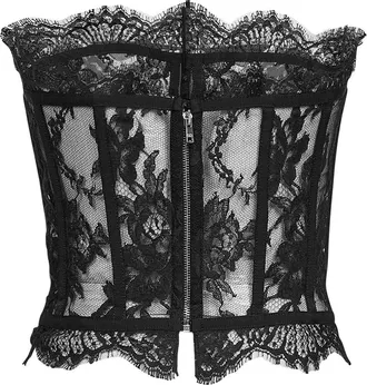 Dolce & Gabbana Womens Bustier Chantilly Lace Black Cotton Tops Top