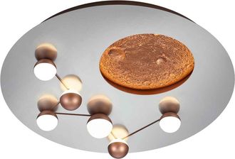 Trio Leuchten Zodiac Plafoniera A Led 42w 5100lm, 2300+3000+4000k Metallo Acciaio E Caffe Effetto Lunare Con Regolazione Intensita E Temperatura Di Colore Con Inter