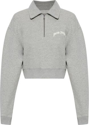 Palm Angels Logo Sweatshirt - Dames - Sweatshirts - Grijs - XS - Katoen - Hoodies & sweatvesten