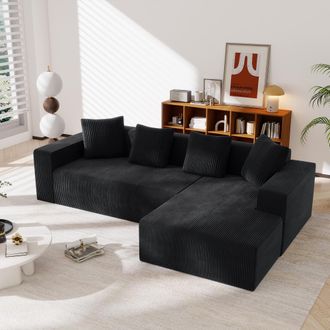OEM Canap&eacute; Dangle Modulaire, 261 X 146 X 65 Cm, En Velours C&ocirc;tel&eacute; Et Structure En &Eacute;ponge Compress&eacute;e, Confortable Avec Si&egrave;ges Profonds, Pour Le Salon Ou La